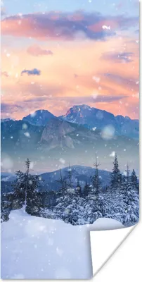 Produktbild von MuchoWow® Poster Schnee - Himmel - Wald - Winter 20x40 cm - Plakat - Foto