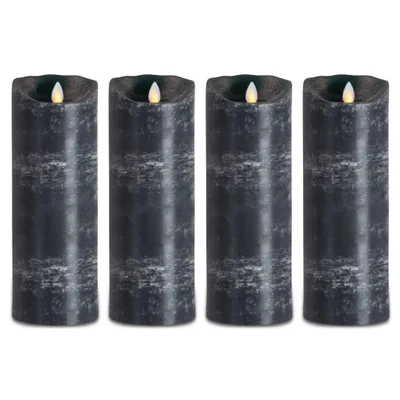 Produktbild von Sompex Flame LED Echtwachskerzen 4er Set Anthrazit 8x23cm mit Fernbedienung
