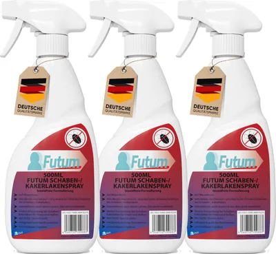 Produktbild von FUTUM 3x500ml Schabenspray | mechanisches Kakerlakenmittel | auf Wasserbasis gegen Kakerlaken, Schaben, Larven & Eier