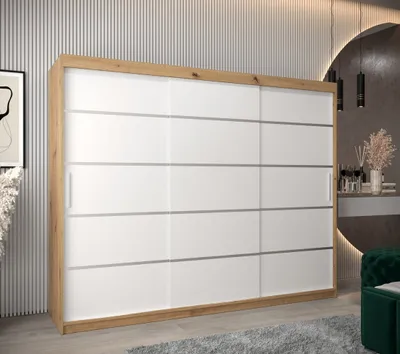 Obrázek produktu pro Šatní skříň ENNI - šířka 250 cm, dub artisan / bílá