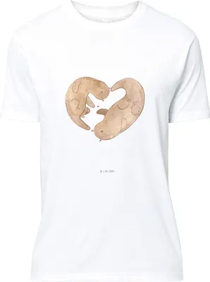 Produktbild von Mr. & Mrs. Panda Shirt Otter Herz - Weiß - Geschenk, Tshirt, T-Shirt, Liebe, Hochzeitstag, oberteil, Jersey-Shirt, S