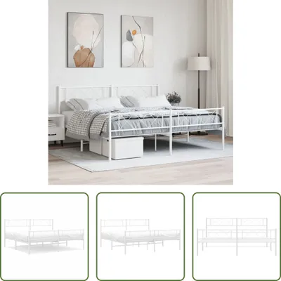 Produktbild von The Living Store Bettgestell mit Kopf- und Fußteil Metall Weiß 183x213 cm