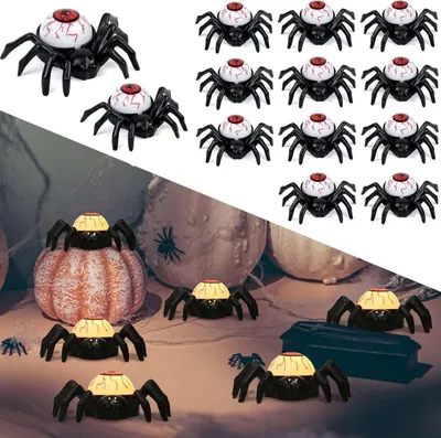 Produktbild von Set aus 12 LED-Kerzen in Form einer Spinne Halloween-Dekoration