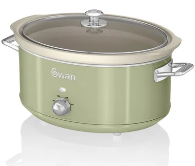 Image de SWAN SF17031GNEU Retro Slow Cooker 6,5L, Céramique antiadhésive sans PFOA ni PTFE, Vintage Green
