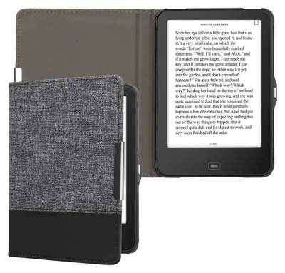 Produktbild von kwmobile Hülle kompatibel mit Tolino Vision 1 / 2 / 3 / 4 HD - Canvas eReader Schutzhülle Cover Case - Dunkelblau Schwarz