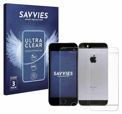 Produktbild von 6x Für Apple iPhone SE 2016 (Display+Rückseite) Schutzfolie Savvies Displayschutz Display Schutz Folie Klar Transparent