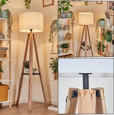 Produktbild von Reggio Stehlampe aus Holz/Stoff in Natur/Weiß