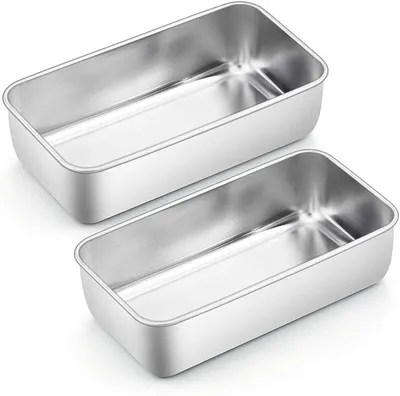 Produktbild von PolkaHome® Brotbackform Set aus Edelstahl, 2er Set, 23,5 cm, rechteckig, antihaftend, spülmaschinenfest