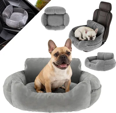 Produktbild von BENNO® Hundesitz BUDDY Autositz für Hunde 55x45x30 cm grau oder anthrazit – sicherer & bequemer Autokorb mit rutschfestem Boden, Gurten & waschbarem Kissen