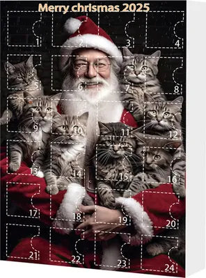 Produktbild von Katzen-Adventskalender, 24 Tage, Weihnachts-Katzen-Countdown-Kalender mit 24 Stück 2D-Acryl-Katzen-Hängeanhängern für Katzenliebhaber