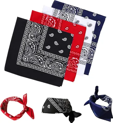 Produktbild von 4-teiliges Bandana-Set mit Paisley-Muster, jeweils 55 x 55 cm groß für stilvolle Vielseitigkeit