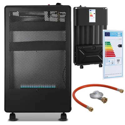 Immagine prodotto di Riscaldatore a gas ISOISL Blue Flame, 3800W, 2 livelli di riscaldamento, sistema di sicurezza anti-scoppio (ODS), accensione piezoelettrica, 5 ruote
