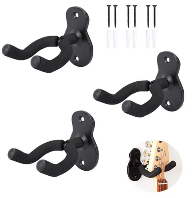 Image de 3 supports muraux pour guitares avec protection en éponge
