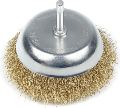 Zdjęcie produktu dla Szczotka czołowa z trzpieniem do wiertarki 1/4" 100mm (drut falisty)