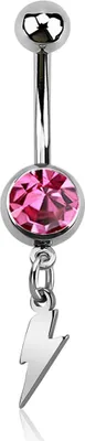 Produktbild von Bauchnabelpiercing Blitz Lightning Zirkonia Kristall Autiga® silber-pink 10 mm