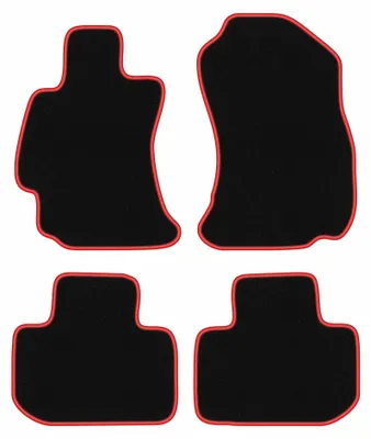 Productafbeelding van Velours automatten voor Subaru Outback vanaf 2009 (sedan/stationwagen) – 4-delig, zwart/rood, op maat – Wielganizator CARLUX