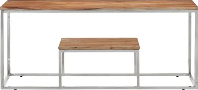 Produktbild von vidaXL Couchtisch Silbern Edelstahl und Massivholz Akazie