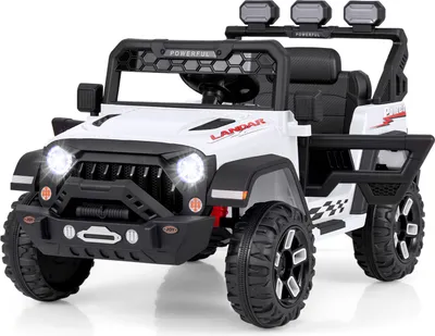 Produktbild von COSTWAY 12V Kinderauto Elektrisch mit 2,4G Fernbedienung & USB & Licht & Musik, 1-5 km/h (Weiß)