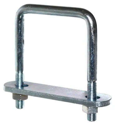Produktbild von 2 Stück U-Bügel aus legiertem Stahl mit Gegenplatte, 100mm Länge x 73mm Breite