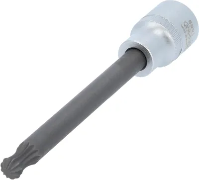 A close-up studio shot of a specialized bit socket tool.