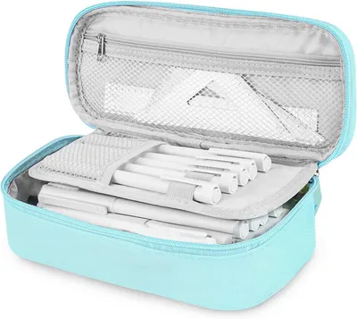 Obrázok produktu pre Pencil Case, 4 Prihrádky, Svetlomodrá, pre Školu a Kanceláriu