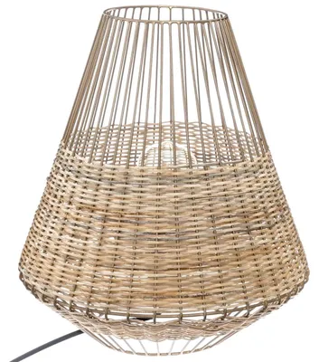 Image de Lampe en osier et métal, CHERAW, 33 cm, beige