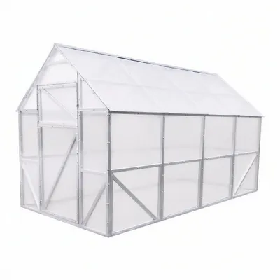 Stahl Gewächshaus Comfort 200x600x220 cm mit Hohlkammerplatten 4 mm