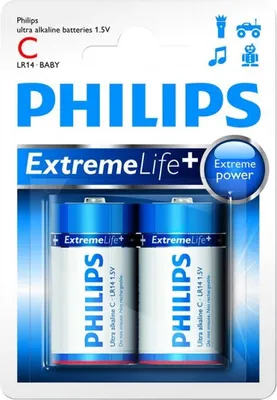 Zdjęcie produktu dla Philips Bateria LR14E2B/10, Jednorazowa bateria, Alkaliczny, 1,5 V, 2 szt., 26,2 mm, 50 mm