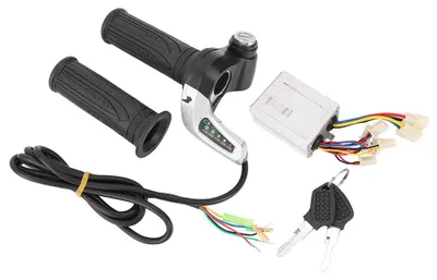 Image de Kit régulateur de vitesse LED 48 V 500 W pour vélo électrique et scooter, finition brossée, avec poignée d'accélérateur fixe