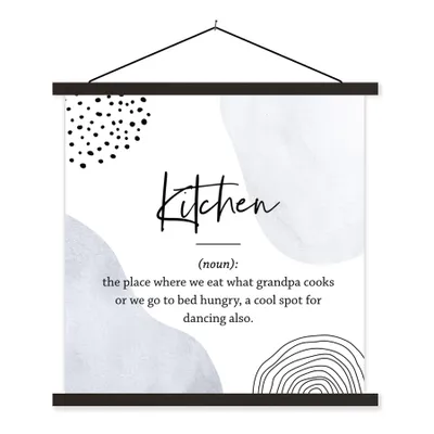 Produktbild von MuchoWow® Textilposter Sprichwörter - Zitate - Küche - Definition Küche - Wörterbuch 40x40 cm mit schwarzem Rahmen - Fotos