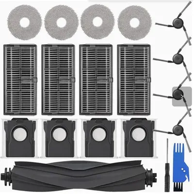 Image de Kit d'accessoires de 19 pièces compatible avec les aspirateurs Dreame X40/L40 Ultra : brosse principale, brosses latérales, filtres, lingettes nettoyantes, sacs à poussière et brosse de nettoyage