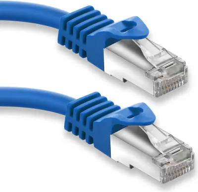 Produktbild von 1,5m RJ45 Patchkabel mit CAT7 Rohkabel - S/FTP Netzwerkkabel LAN DSL Kabel blau