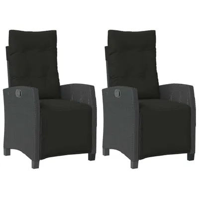 Immagine prodotto di vidaXL Poltrona da giardino con poggiapiedi 2 pz. Regolabile in Poly Rattan nero