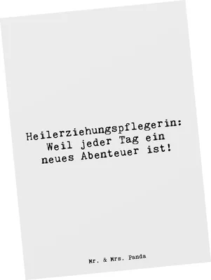 Produktbild von Mr. & Mrs. Panda Postkarte Spruch Heilerziehungspflegerin Abenteuer - Weiß - Geschenk, Heldinnen, Berufspassion, Inspiration, Ansichtskarte, Postkarten, Pflege, Beruf