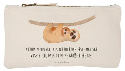 Produktbild von Mr. & Mrs. Panda Stiftemäppchen Faultier Kind Größe S Klein - Weiß - Geschenk, Liebe, Kulturtasche, Kulturbeutel, glücklich, Stoffbeutel, Mäppchen, Kosmetiktasche, Etui