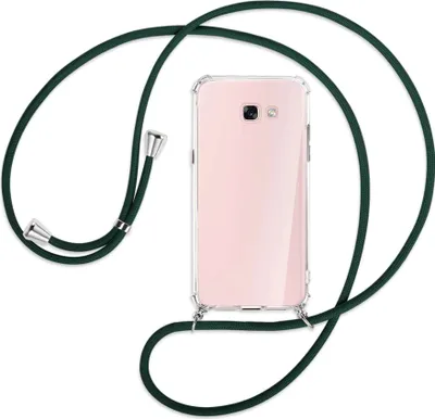 Produktbild von Handykette Backcover-Schutzhülle mit Band (Metall silberfarben) für Samsung Galaxy A7 2017 - dunkelgrün