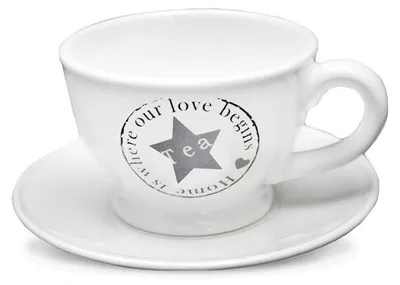 Produktbild von Styldekor Tasse mit Untertasse Teetasse Weiß Schwarz