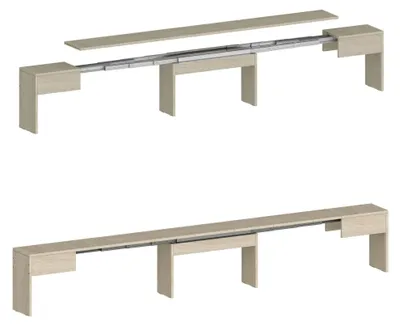 Produktbild von Bank Torquato, Set mit 2 Sitzgelegenheiten für den Esstisch, ausziehbare Bänke, 290x25x45 cm, Olmo