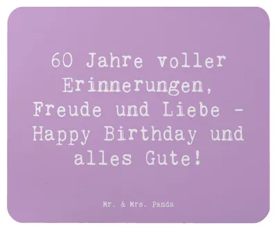 Produktbild von Mr. & Mrs. Panda Mouse Pad Spruch 60. Geburtstag Glückwunsch - Lavendeltraum - Geschenk, Meilenstein, computer mousepad, Freude, alles Gute, gummi mauspad, Jahrgang, pc
