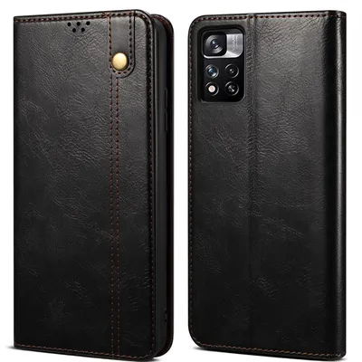 Obrázek produktu pro Pouzdro pro Xiaomi Redmi Note 11, kožené flip pouzdro peněženka s funkcí stojánku černé