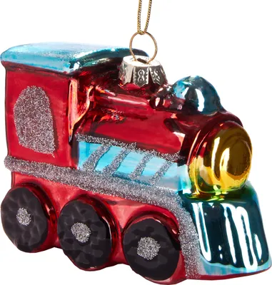 Immagine prodotto di BRUBAKER Locomotiva rossa - Guaina natalizia in vetro dipinta a mano - decorazione per albero di Natale figure divertenti decorazione pendente per albero - circa 9 cm