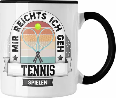 Produktbild von Trendation - Tennis Tasse Geschenk Lustiger Spruch Mir Reichts Ich Geh Tennis Spielen Becher Geschenkidee Tennisspieler (Schwarz)