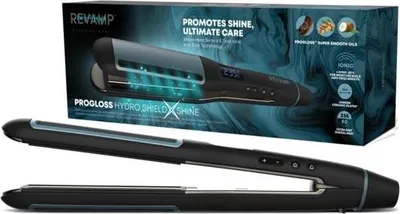 Image de Revamp Progloss Hydro Shield X Shine Ceramic Straightener with Intelligent Sensor and Heat Protection - Super Smooth Hair Oil, Variable Heat Settings, and Auto Shut-Off