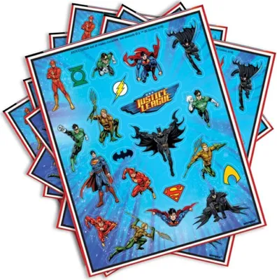 Immagine prodotto di Foglio di adesivi dei supereroi della Justice League con licenza 4 pezzi colorati - taglia unica