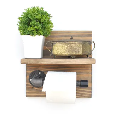 Produktbild von Skye Decor, Boruraf172, Rohrhaken, Nussbaum, 100 % FICHTENHOLZ, 30 x 12 x 14 cm