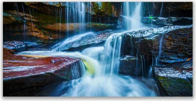 Produktbild von Tulup Leinwand-Bilder 140x70 Wandbild Canvas Kunstdruck Wasserfall Felsen Landschaft