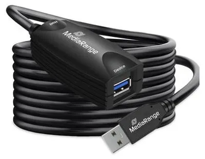 Produktbild von MediaRange MRCS242, 5 m, USB A, USB A, USB 3.2 Gen 1 (3.1 Gen 1), 5 Gbit/s, Schwarz