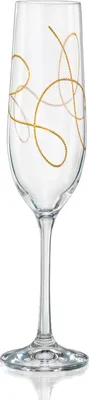Produktbild von Sektgläser Bohemia Kristallglas Sektglas, Model String Gold, gold Gravur, 190 ml, 2er Set