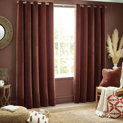 Obrázok produktu pre Yard - Záclony s očkami, ženilkový zamat RV3520 (229 cm x 168 cm) (muškátovo hnedá)
