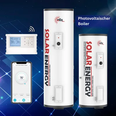 Zdjęcie produktu dla Elix 200 L DC Solarny Podgrzewacz Wody – Fotowoltaiczny Bojler | PV Zbiornik Ciepłej Wody (bez MPPT, DC 1500W)